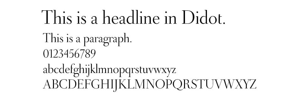 Esempio di font Didot