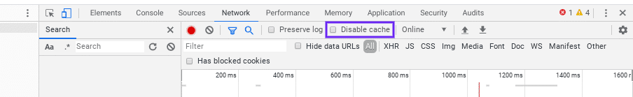 Disabilitare la cache di Chrome