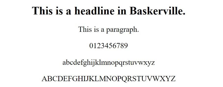 Esempio di font Baskerville