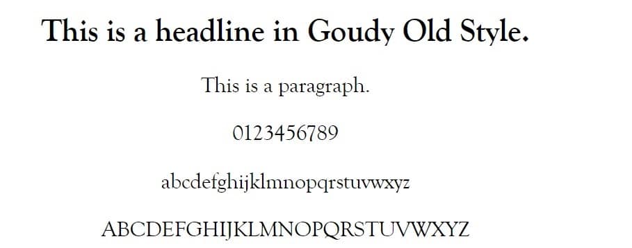 Esempio di font Goudy Old Style