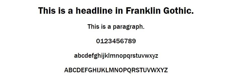 Esempio di font Franklin Gothic