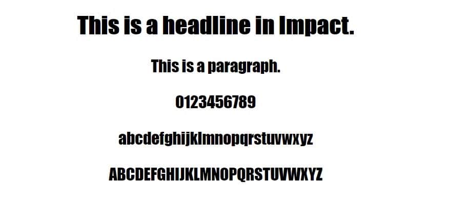 Esempio di font Impact