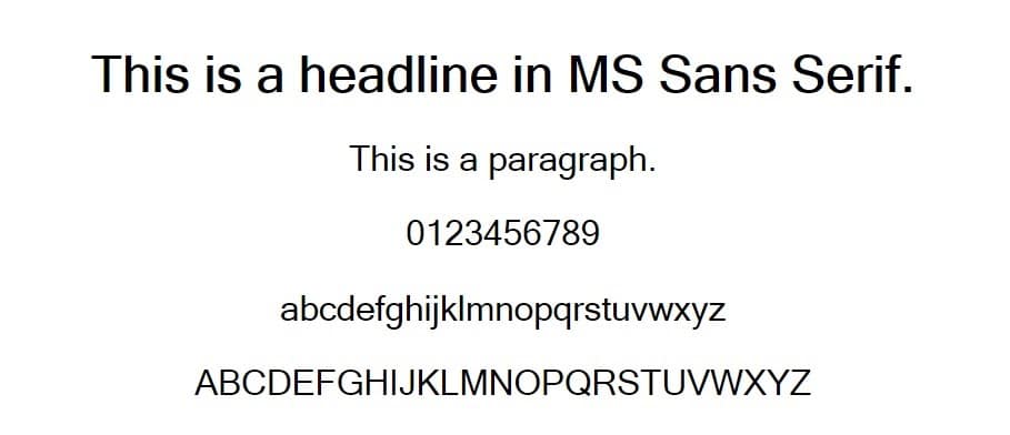 Esempio di font Microsoft Sans Serif