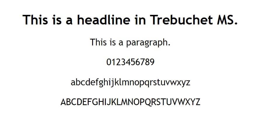 Esempio di font MS Trebuchet