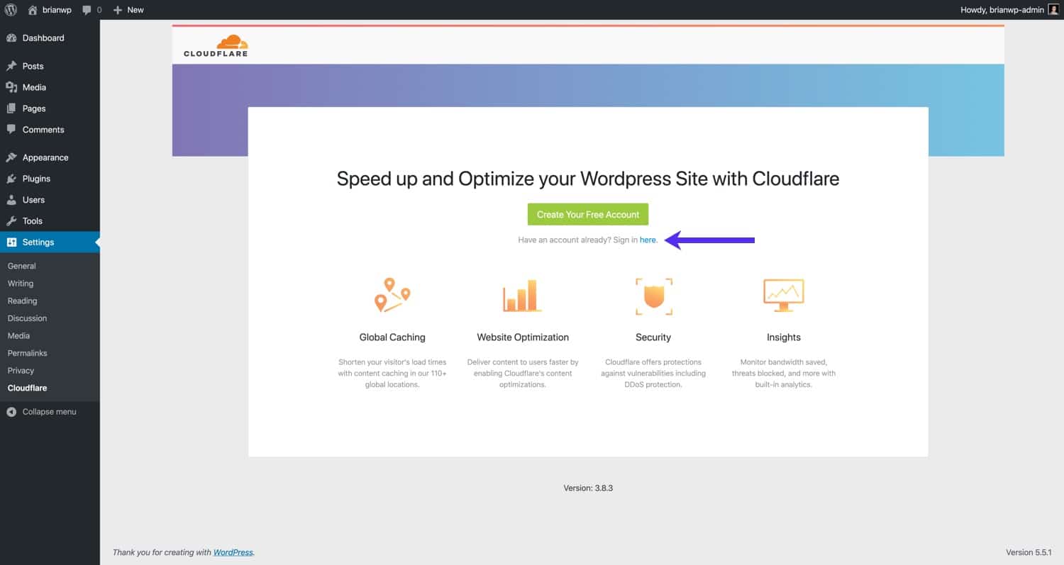 Accedere all'account Cloudflare.