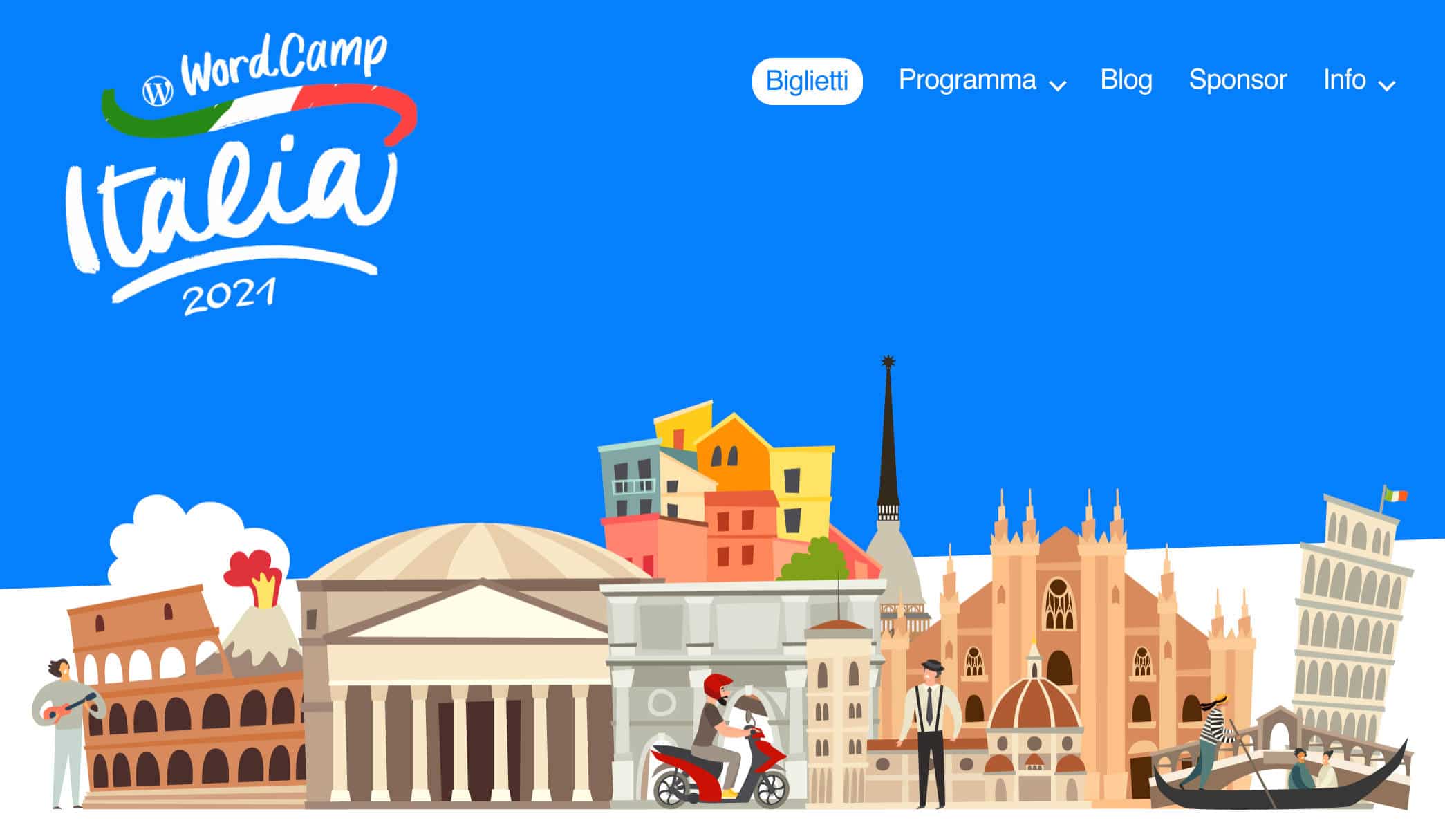 Home page del sito del WordCamp Italia 2021