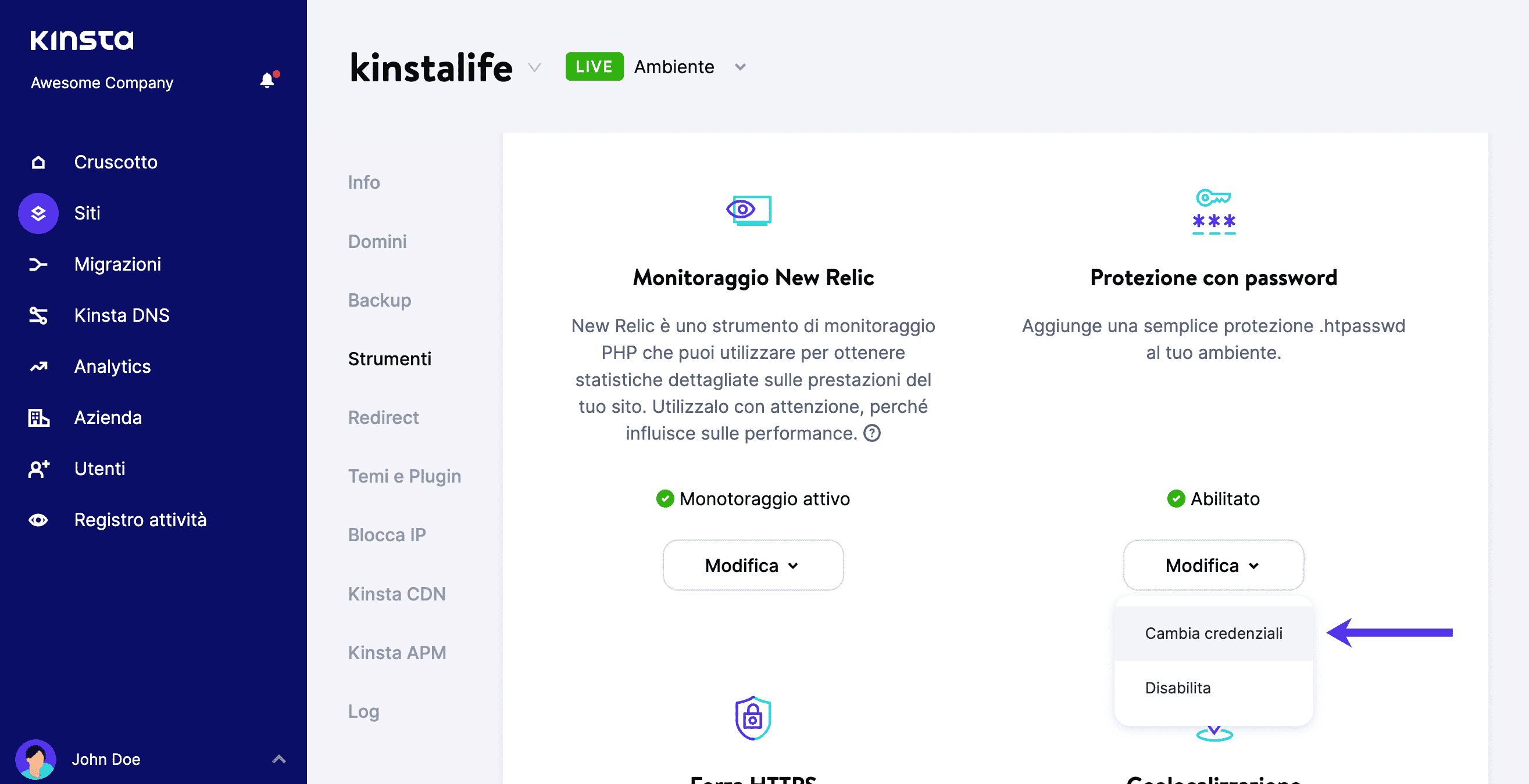 Modificare o disabilitare .htpasswd