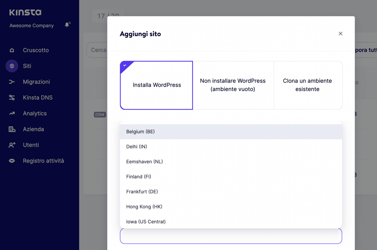 Ubicazioni dei server di Google Cloud Platform.