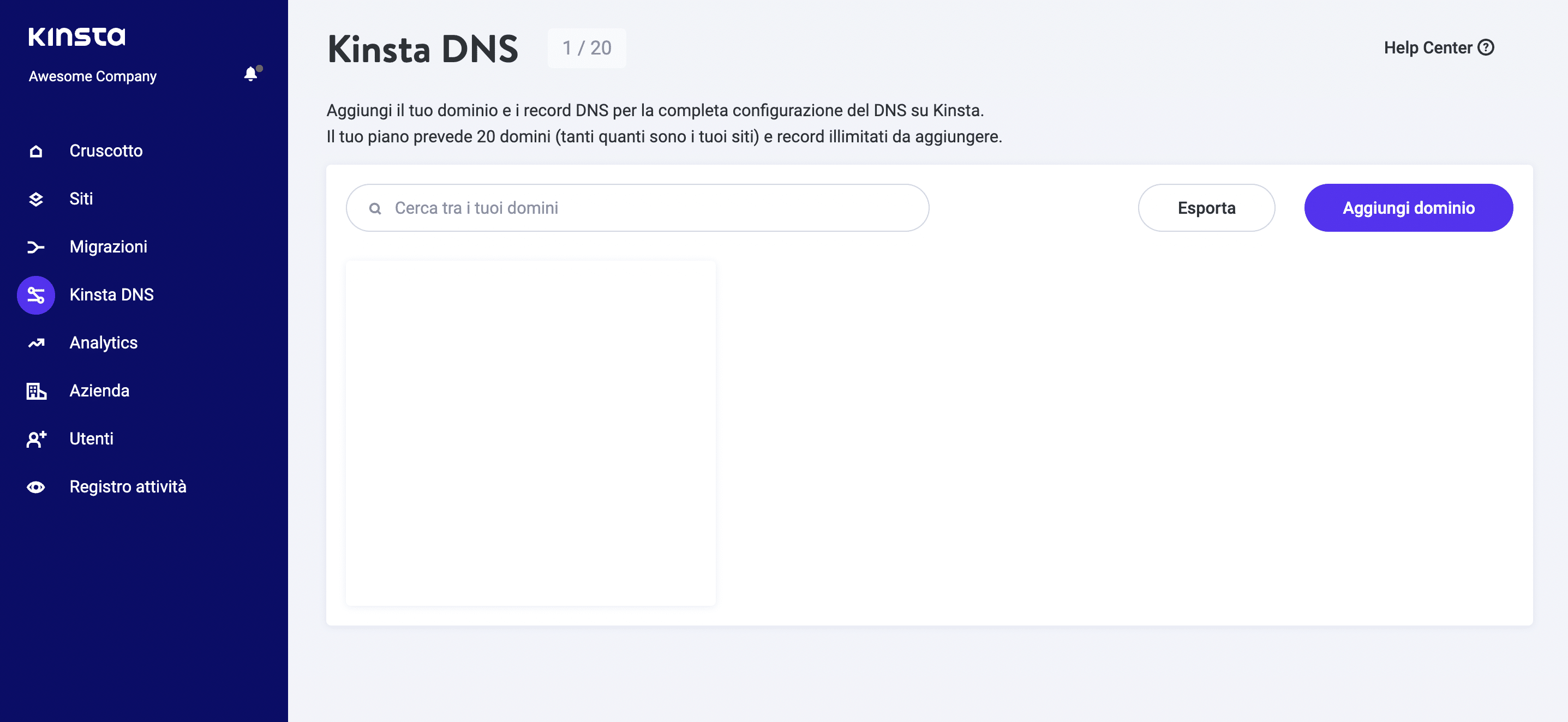 Selezionare Kinsta DNS.