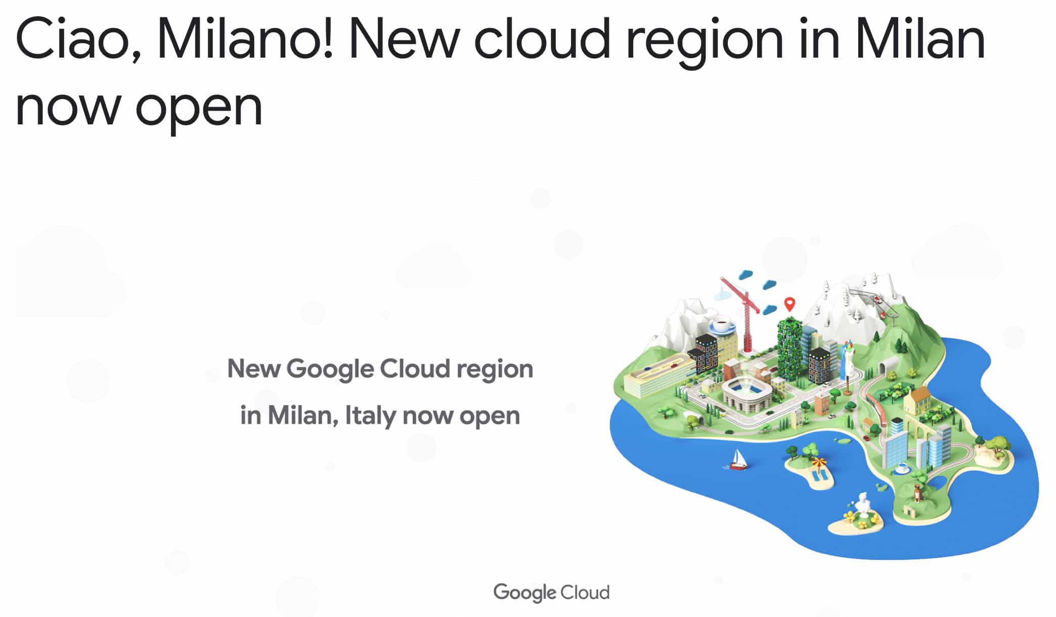 Een nieuwe Google Cloud regio in Milaan. 