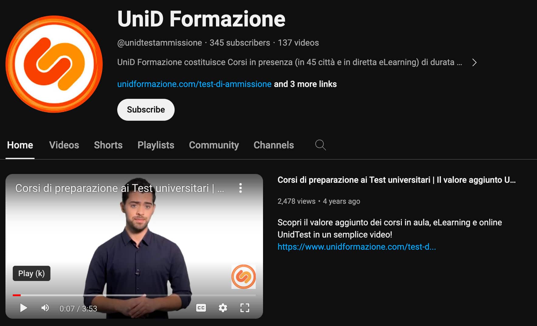 Il canale YouTube di UniD Formazione