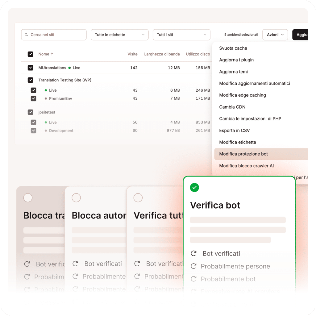 Abilita la protezione bot direttamente all'interno di MyKinsta.