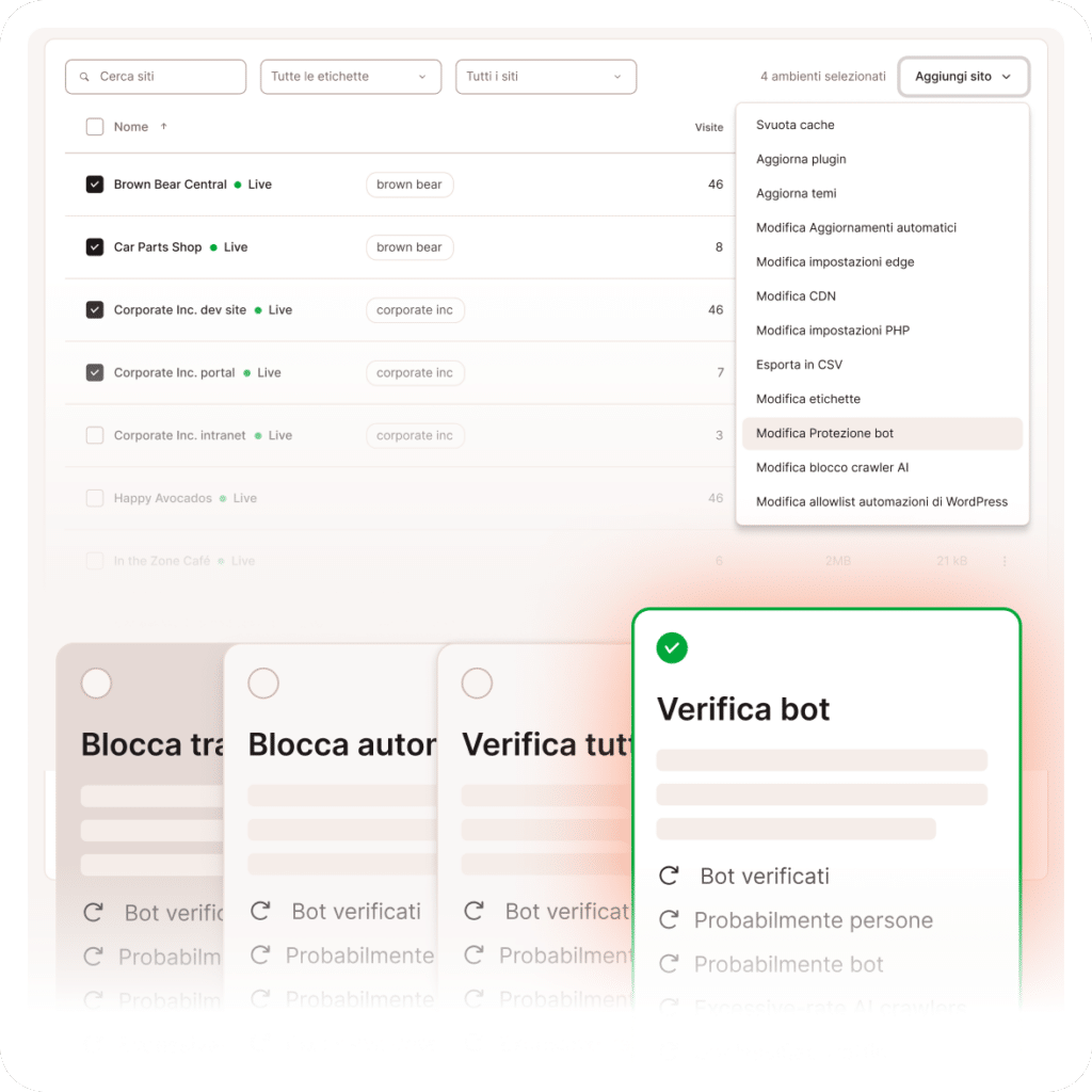 Abilita la protezione bot direttamente all'interno di MyKinsta.