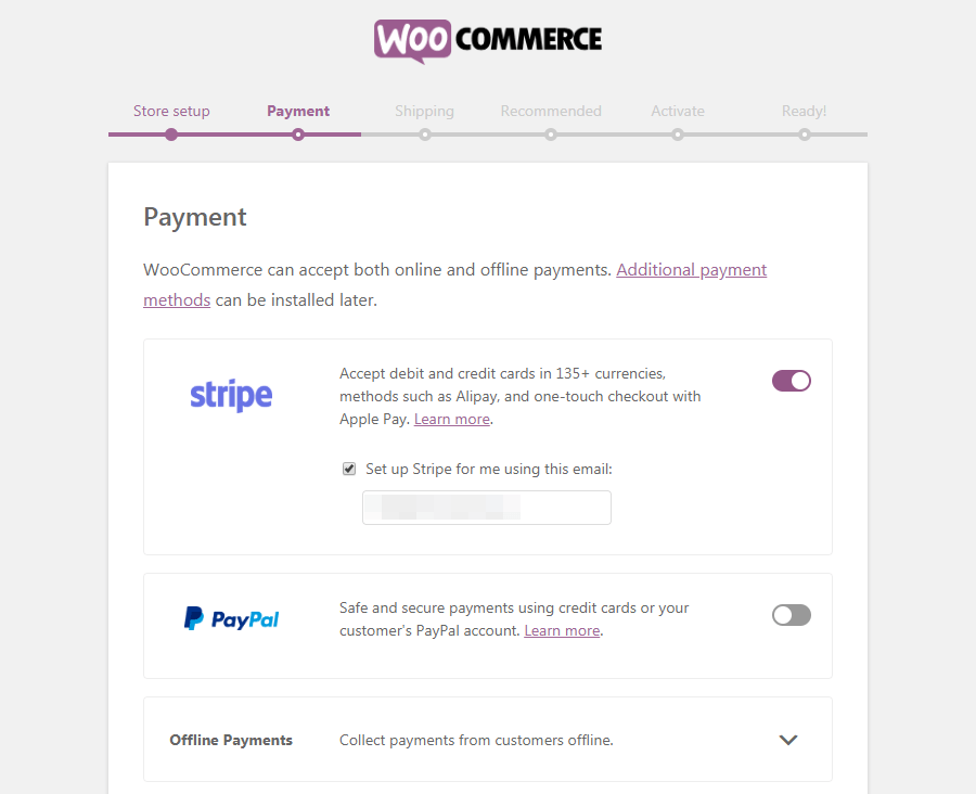 WooCommerce店舗の支払方法設定画面