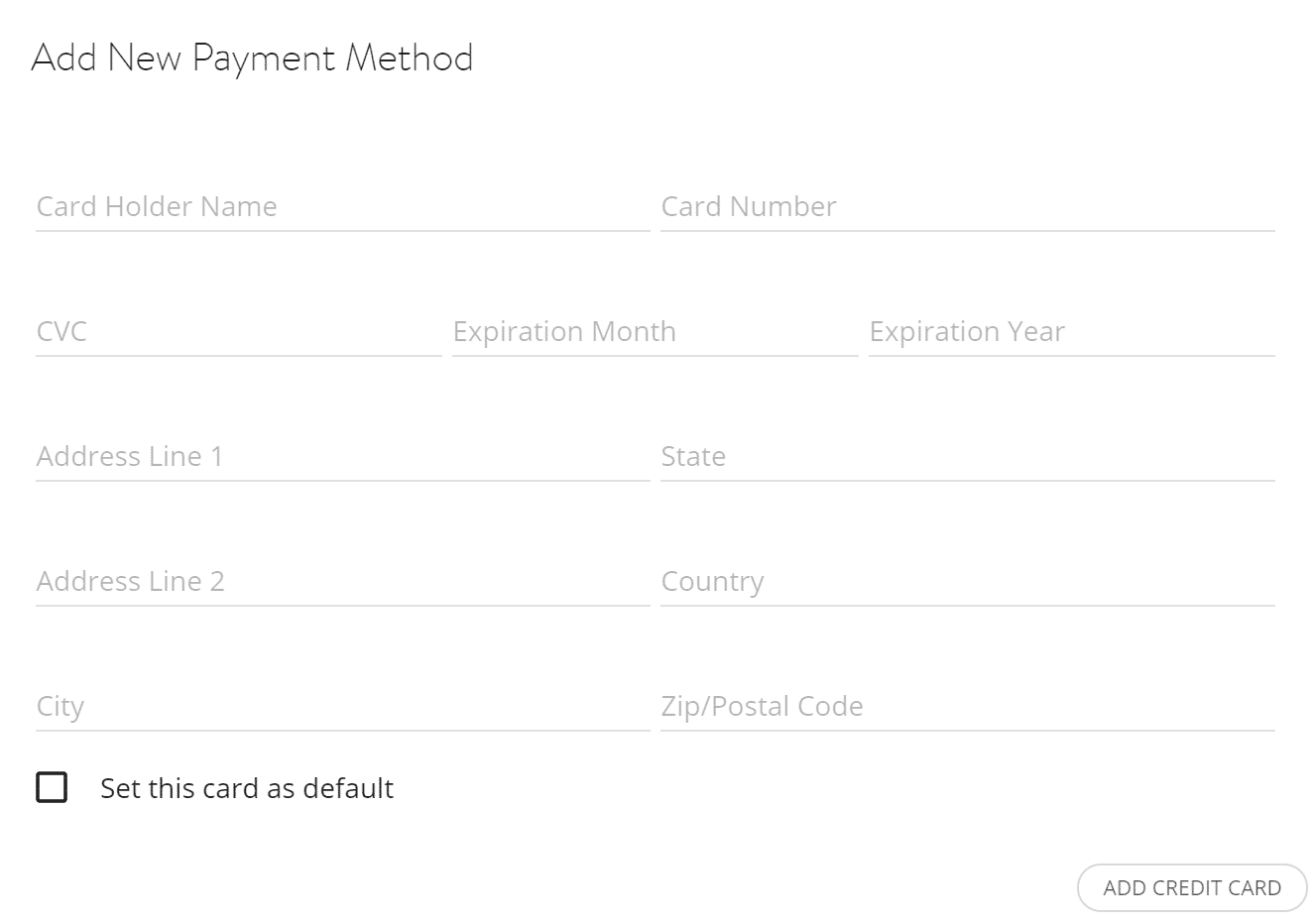 Credit card payment form