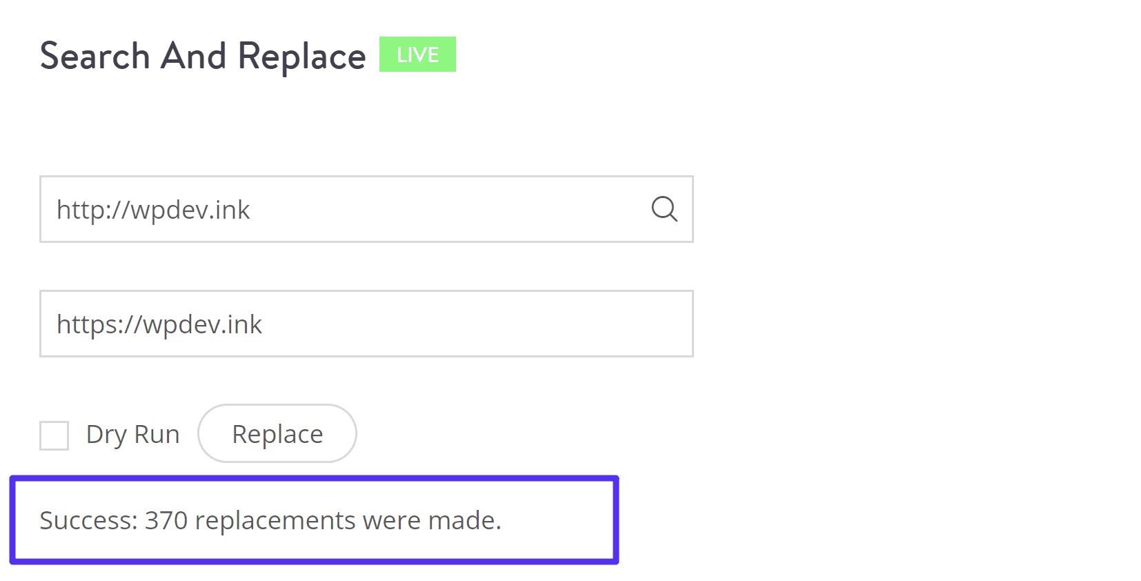 Confirmation on live search and replace ライブの検索と置換のフィードバック