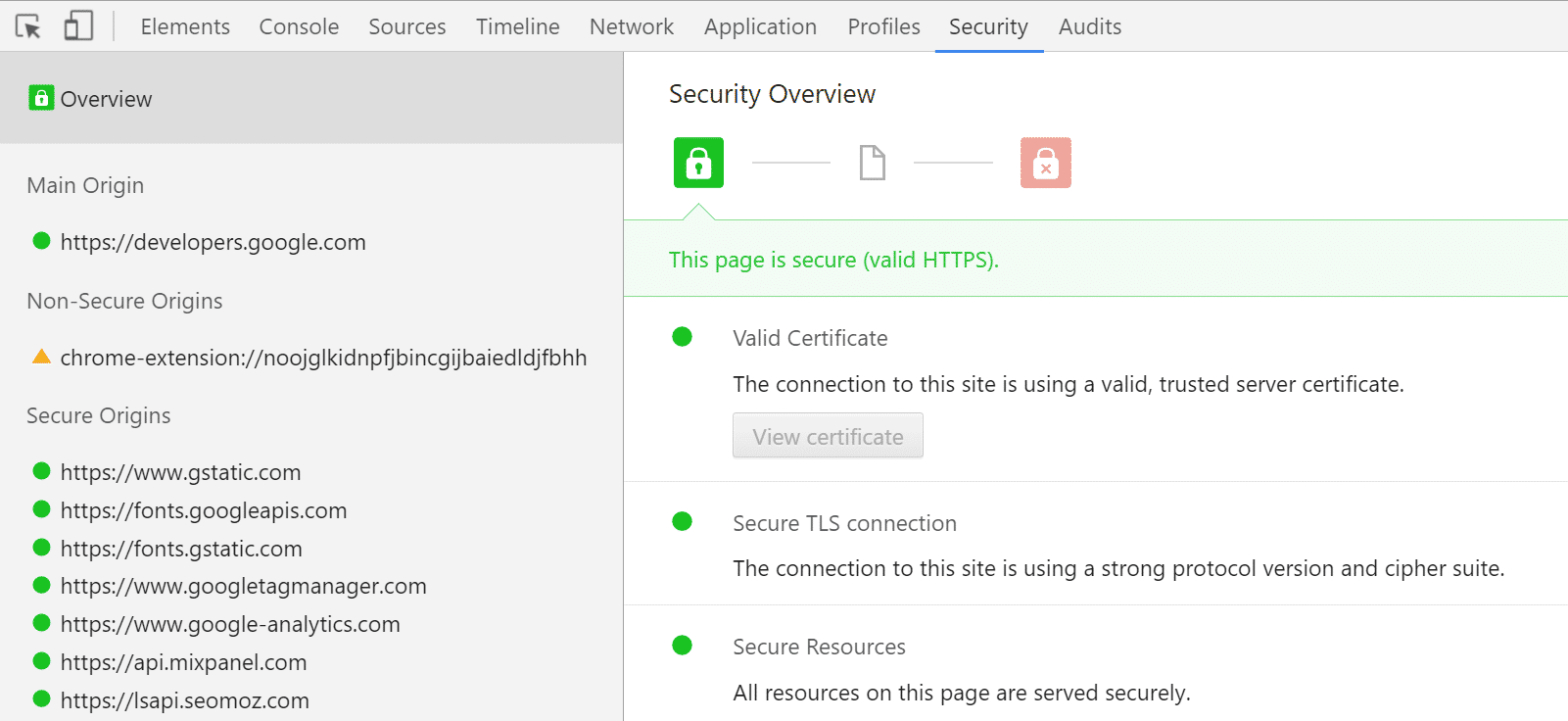 Chrome DevtoolsでHTTPSをチェック