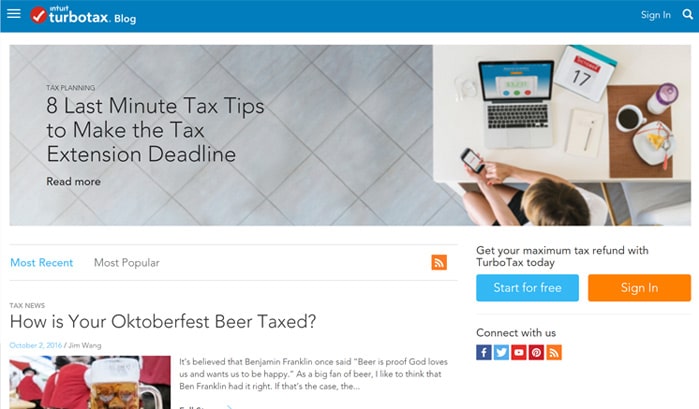 intuit turbotaxブログのwordpressサイト