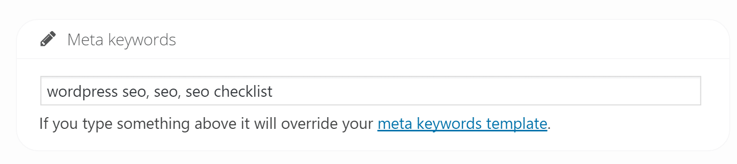 Meta keywords - Yoast SEO メタキーワード:Yoast SEO