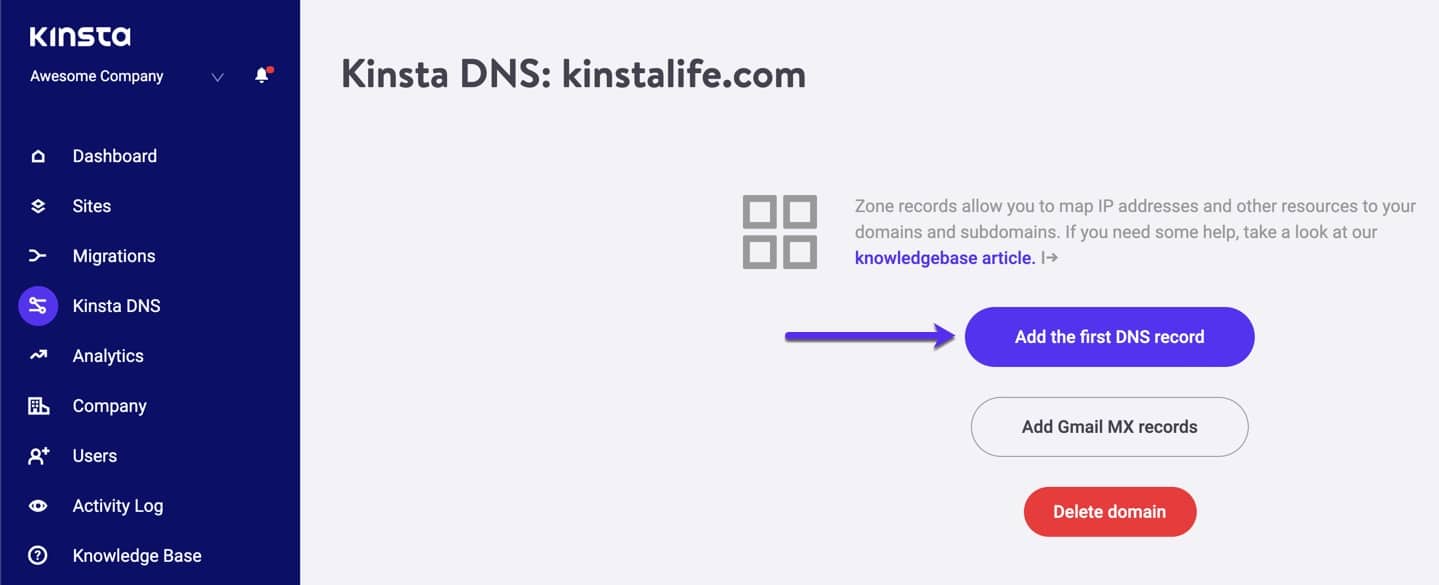 最初のDNSレコードを追加する