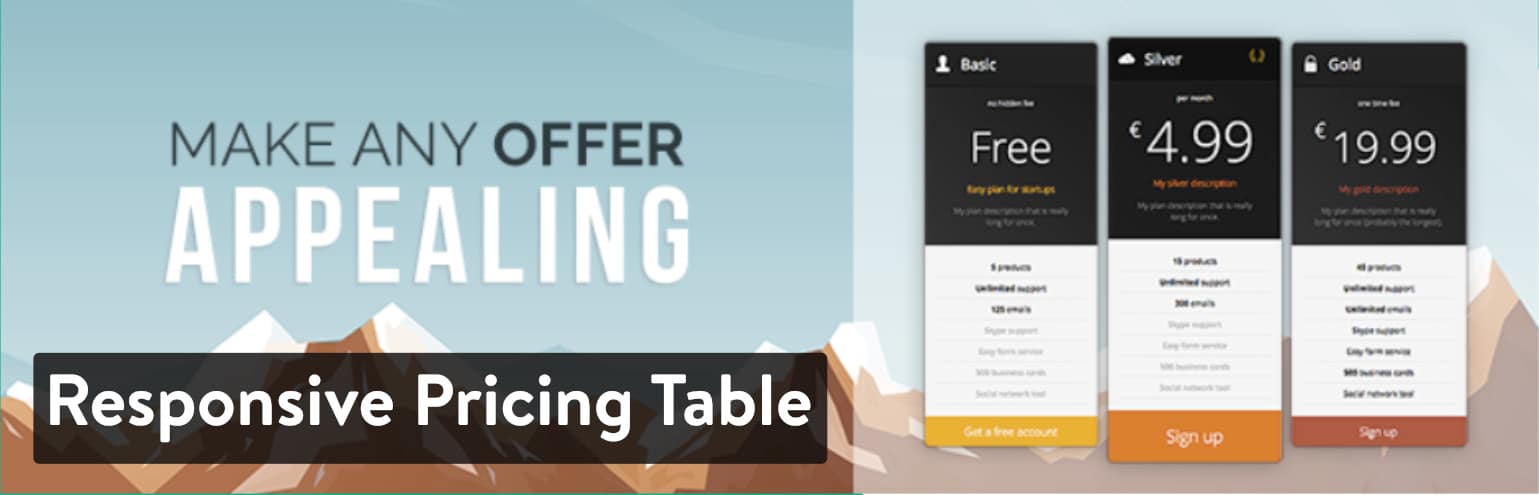 Responsive Pricing Table WordPressプラグイン