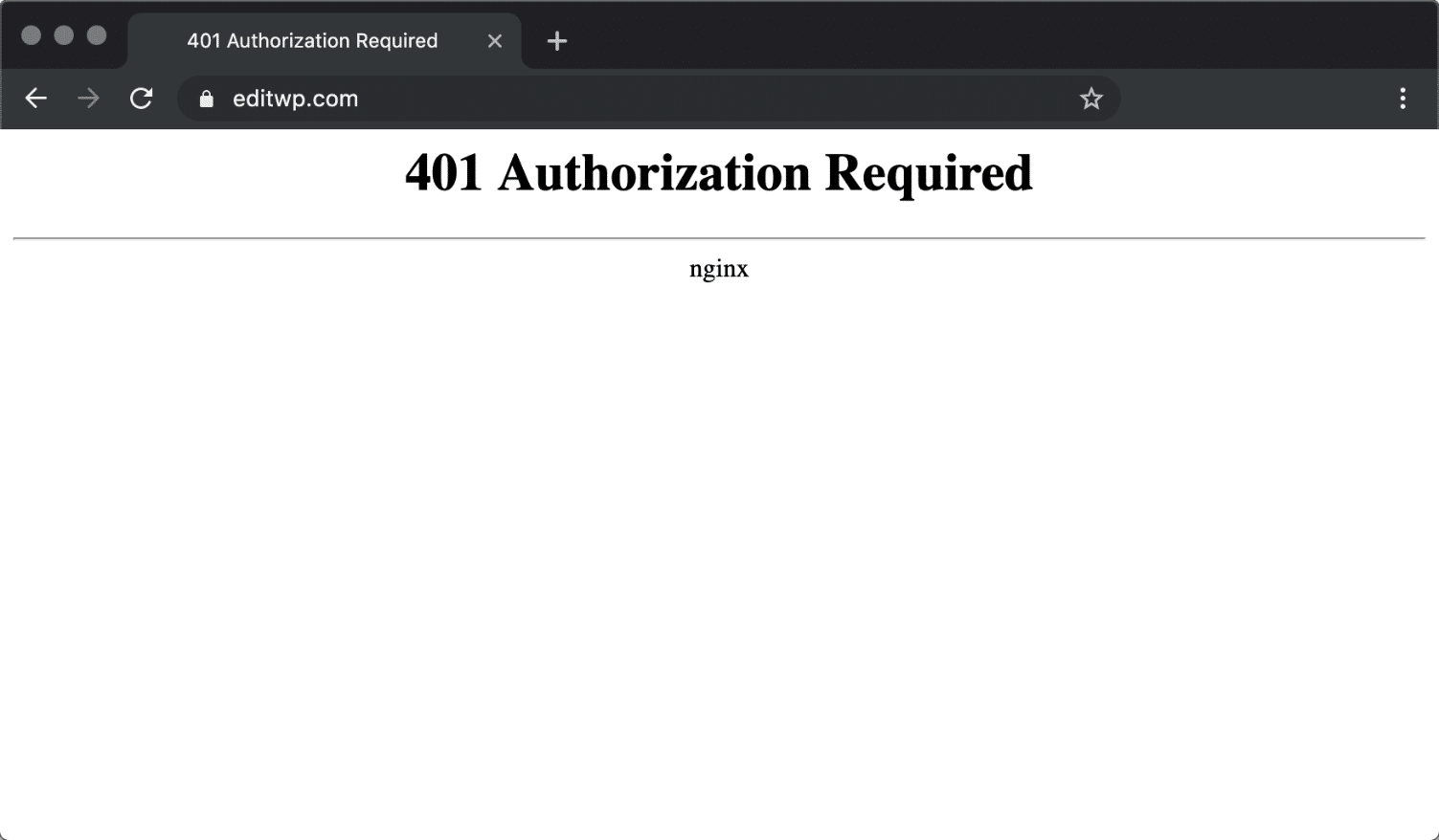 Nginxの401 authorization requiredエラー（Chromeでの表示）