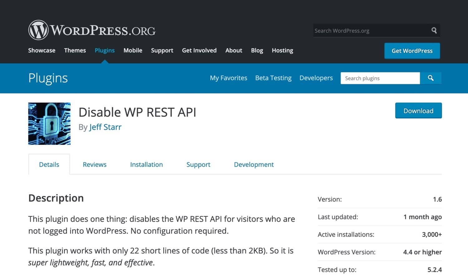 プラグイン「Disable WP REST API」