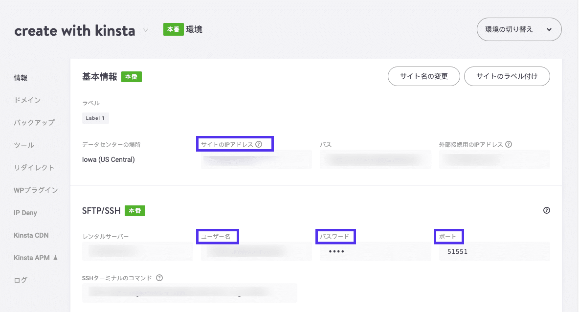 kinsta ftp情報