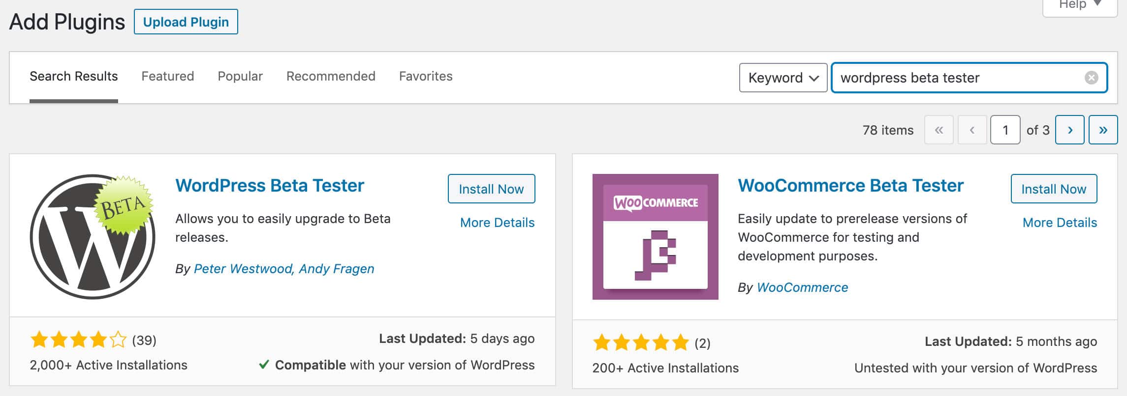 WordPress Beta Testerプラグインをインストール