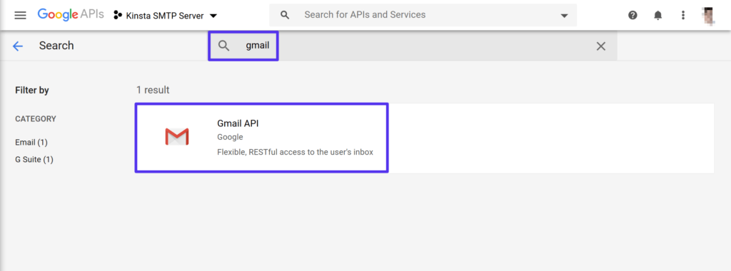 「Gmail API」を検索