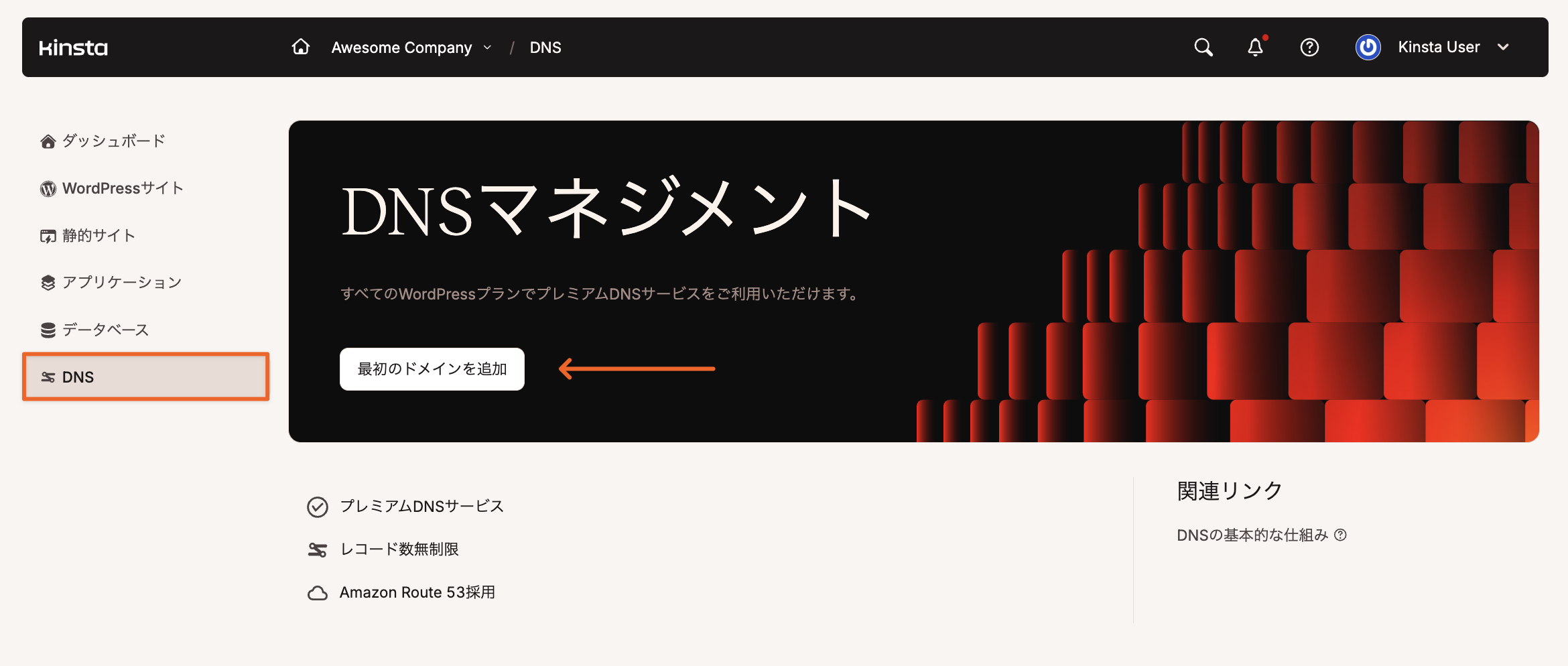 Kinsta DNSのネームサーバー
