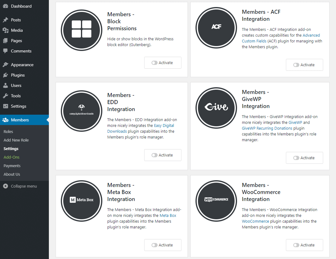 Membersは人気のWordPressプラグインと連携可能