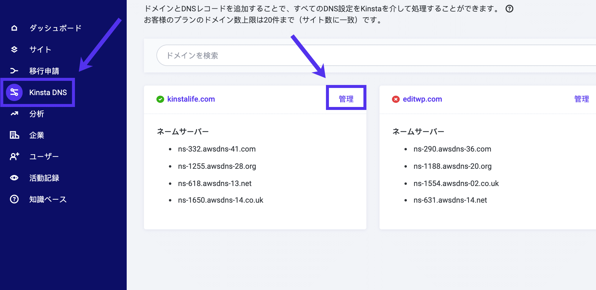 KinstaでのDNSレコードの編集