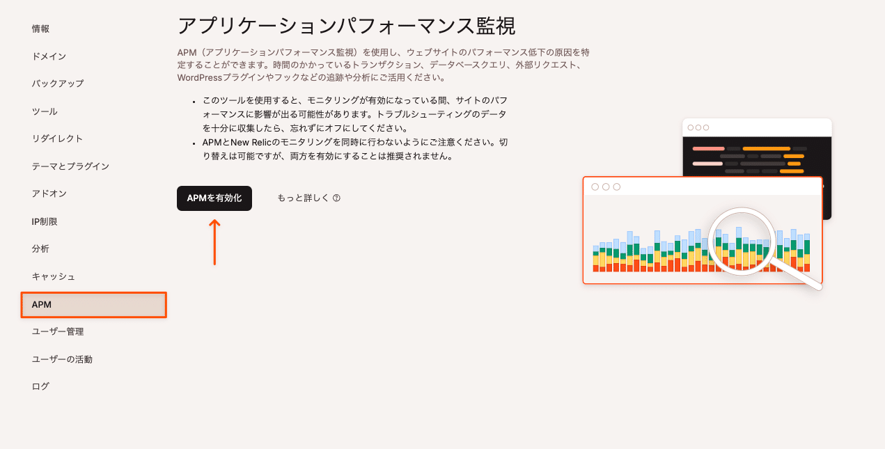 MyKinstaのアプリケーションパフォーマンス監視