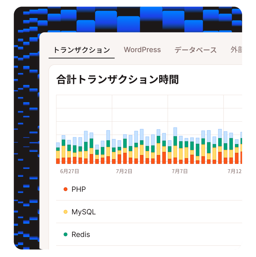 MyKinsta APMツールのトランザクションのスクリーンショット