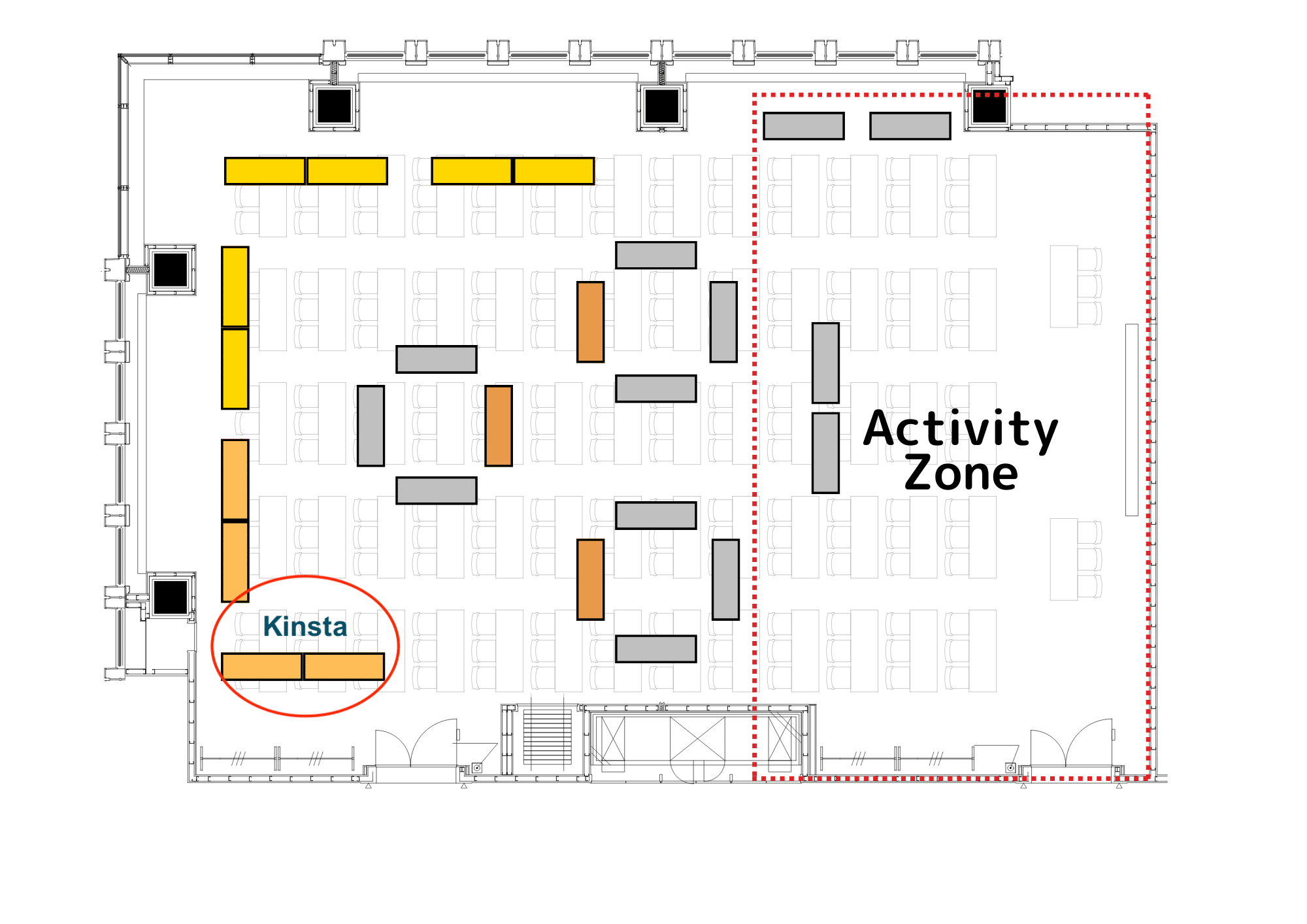 WordCamp Kansai 2025のKinstaブース(ナレッジキャピタル カンファレンスルーム Room C03/C04)