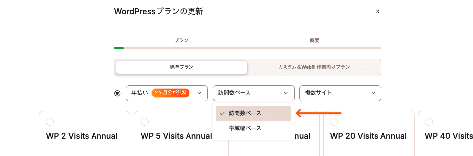帯域幅ベースからphpベースのプランへの切り替え