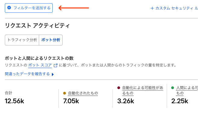 フィルターを使用したトラフィック分析