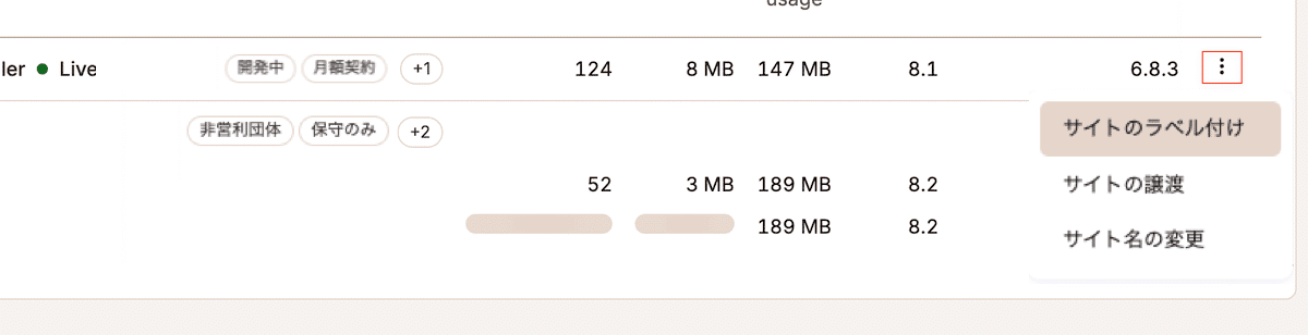 MyKinstaのラベル機能