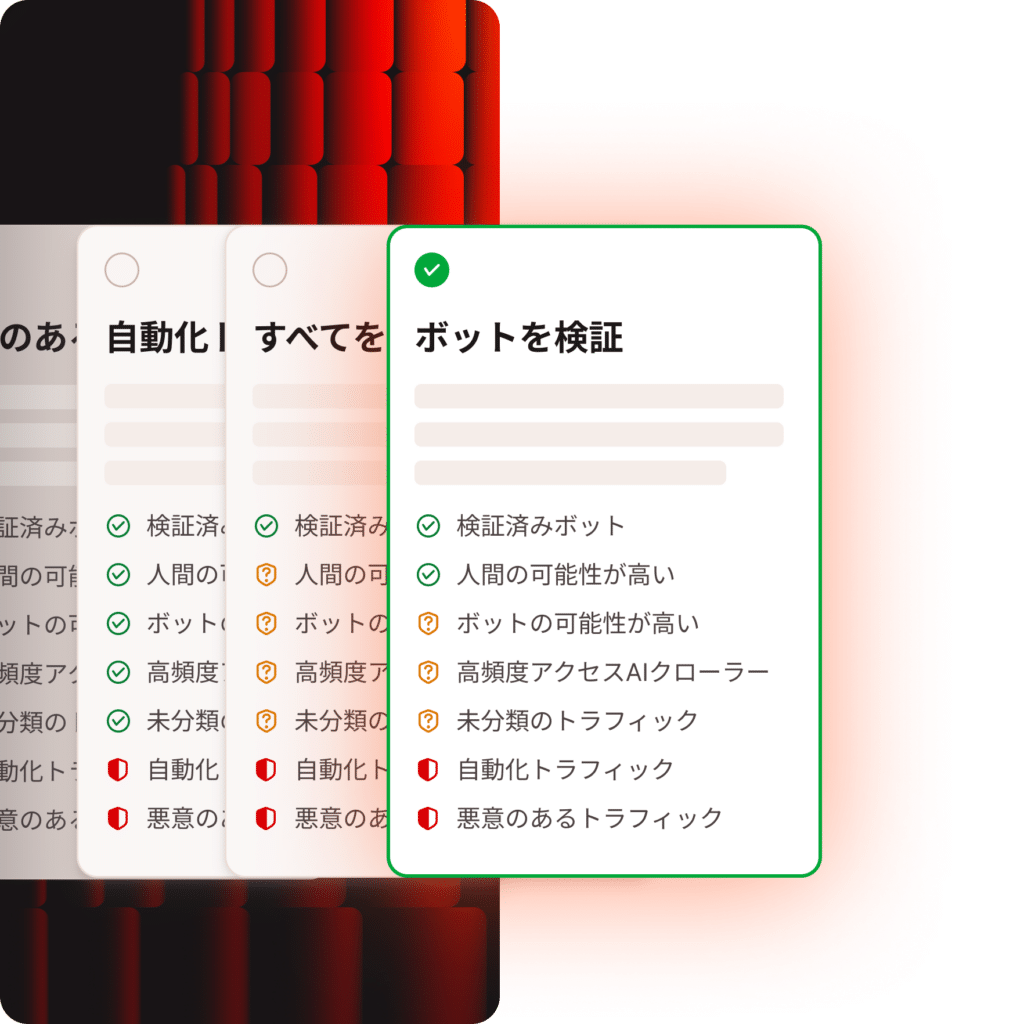 対策レベルから適切なものを選択し、ボットがサイトとどのようにやり取りするかを制御