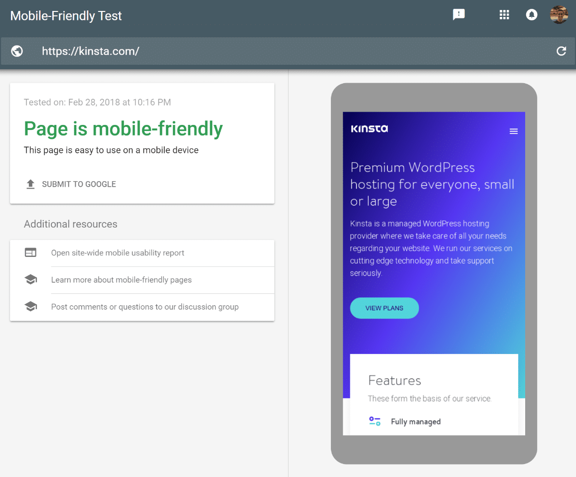 Google mobile-friendly testtool