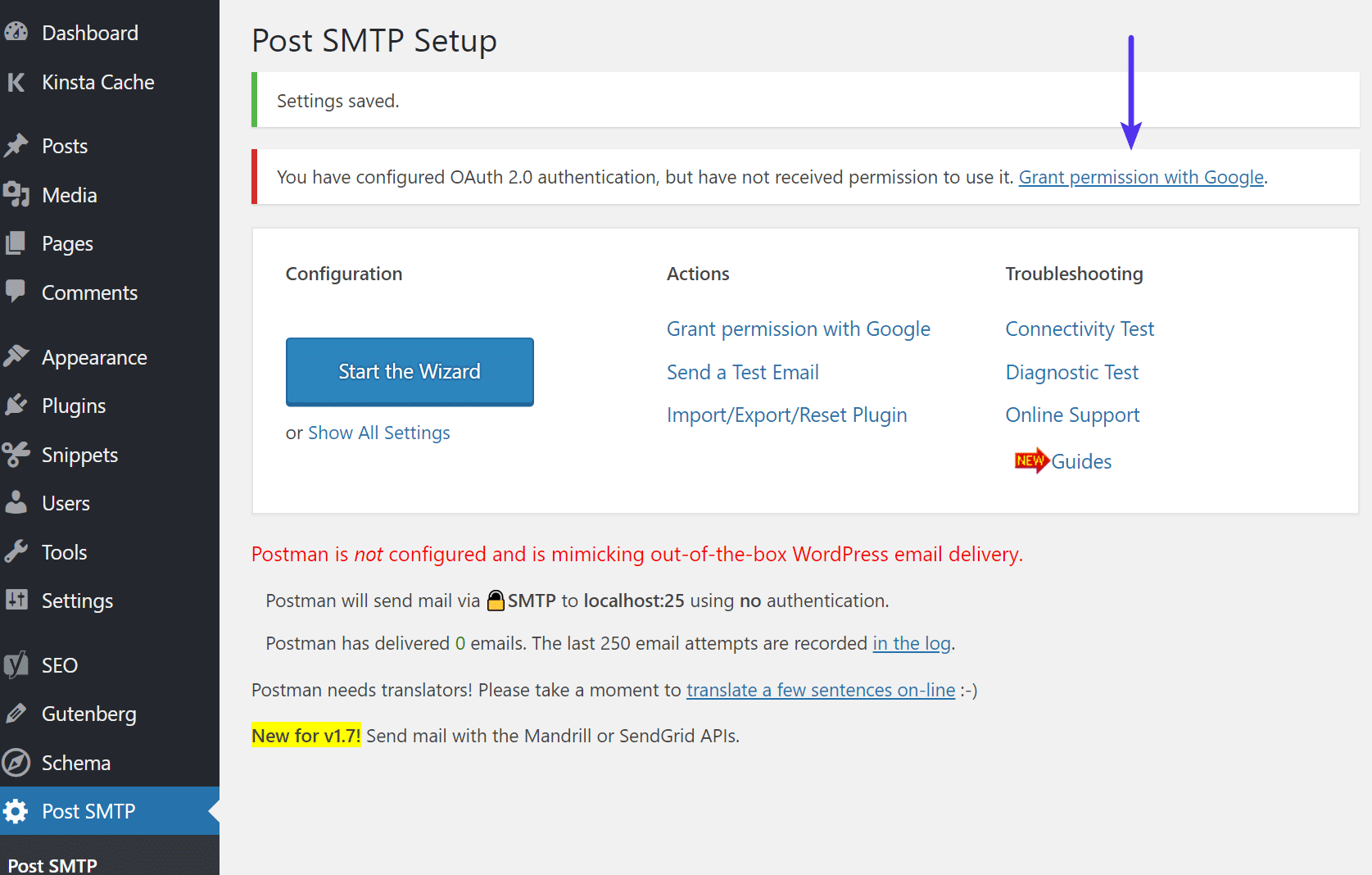 Post SMTP toegang