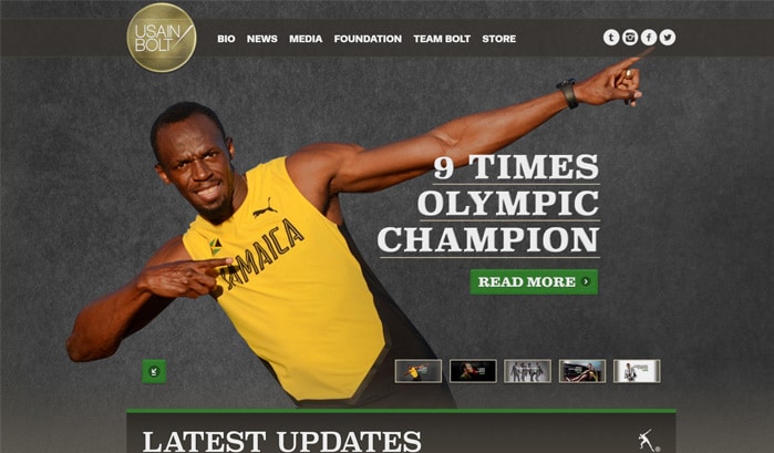 usain bolt wordpress site