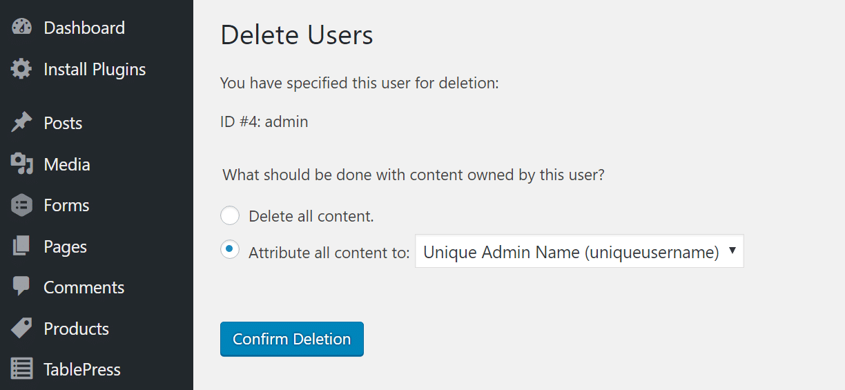 Attribute all content to admin