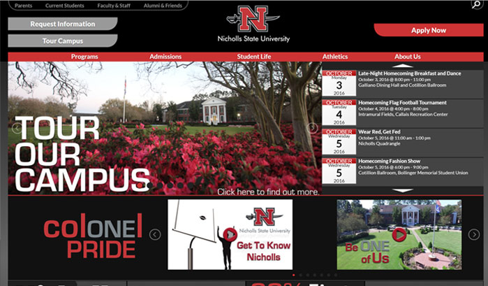 nicholls state university wordpress site