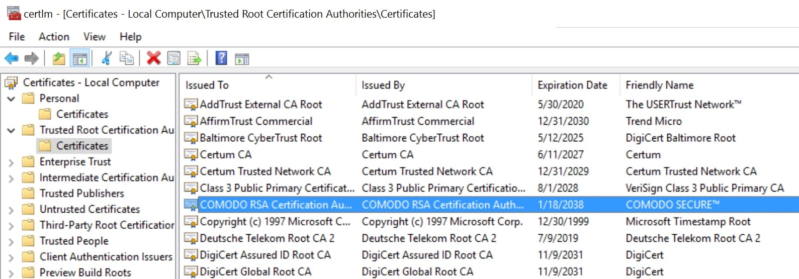 Vertrouwde root Certificaat-Autoriteiten