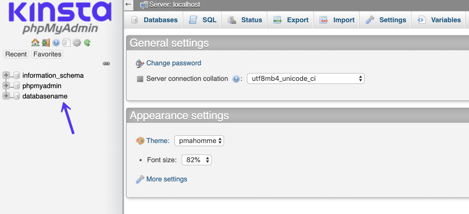 phpMyAdmin-databasetabellen