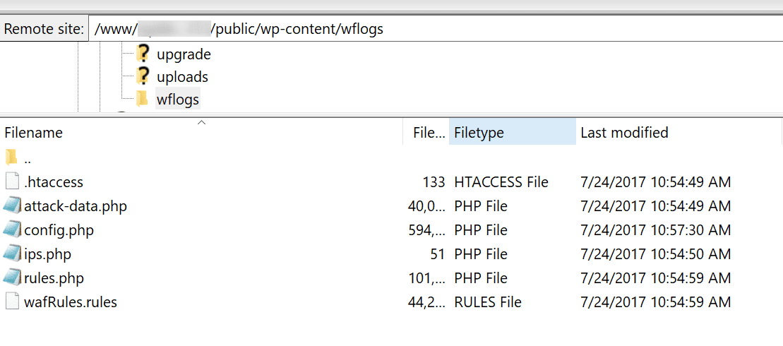 WordFence logs