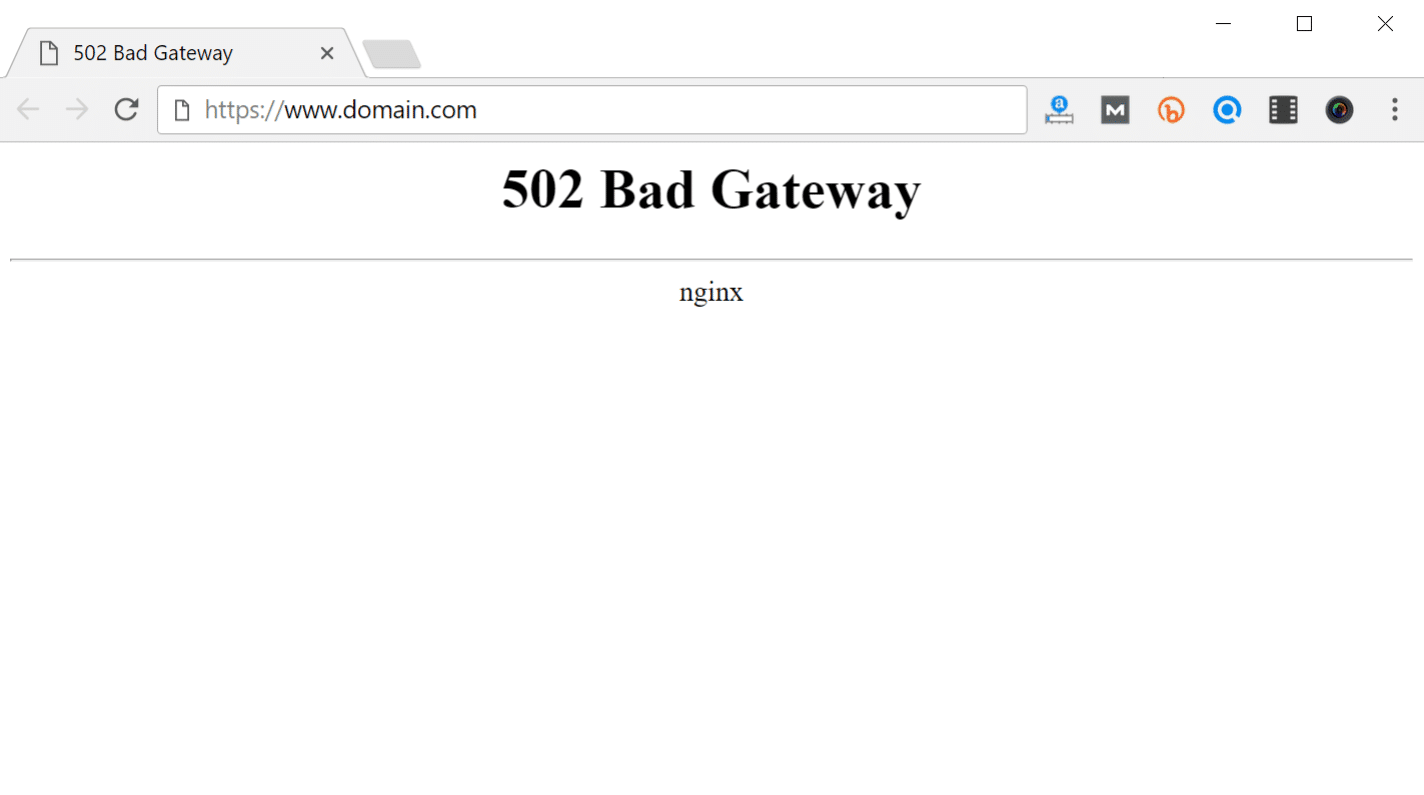  502 Bad gateway foutmelding in de browser