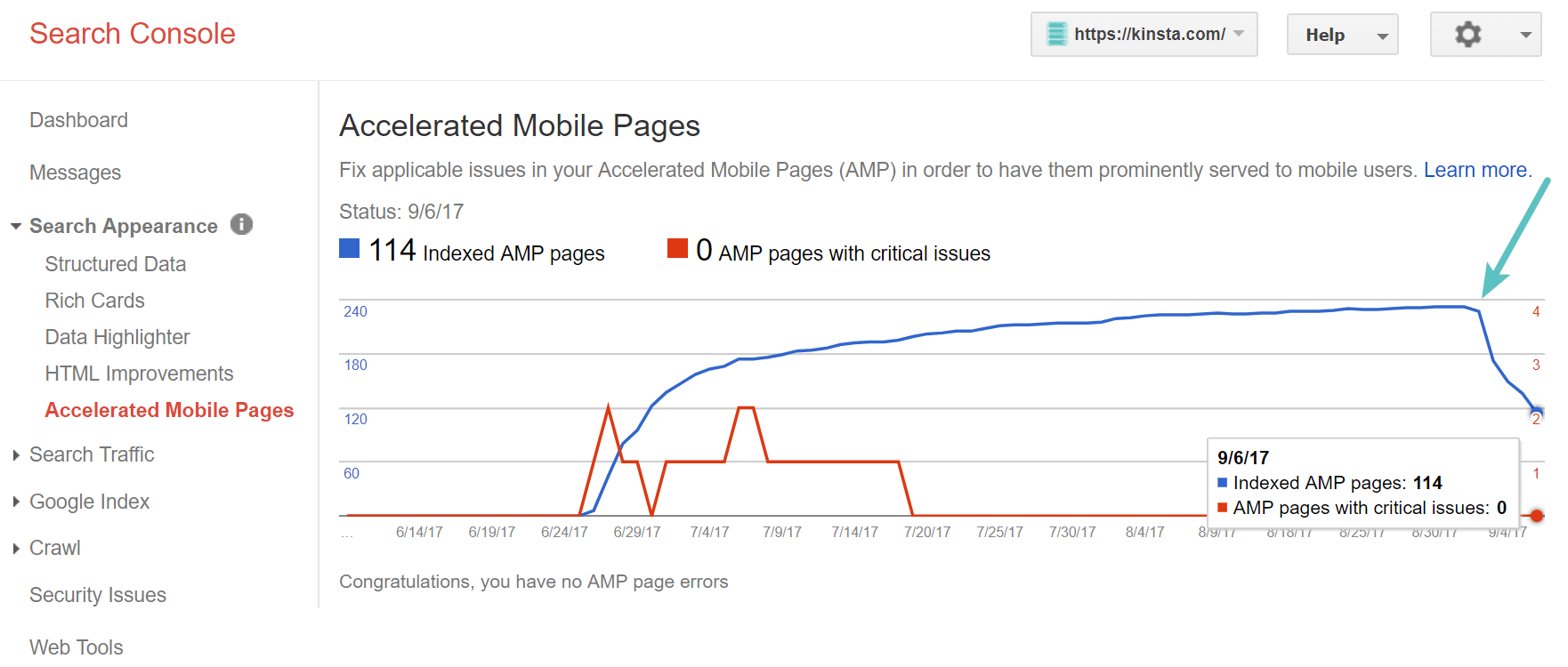 Google Search Console - Google AMP-verwijdering